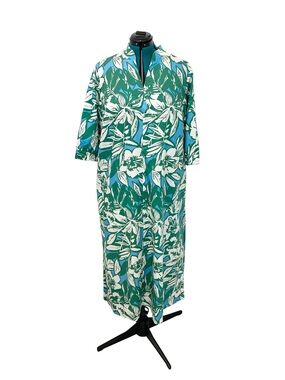 NWT Marina Rinaldi Dress Green & White Floral Maxi 16 NWT